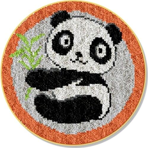 Latch Hook Kit, DIY Crochet Yarn Kits, 20.4 x 20.4 Inch Panda Rug Making Crafts for Kids Adults and Beginners