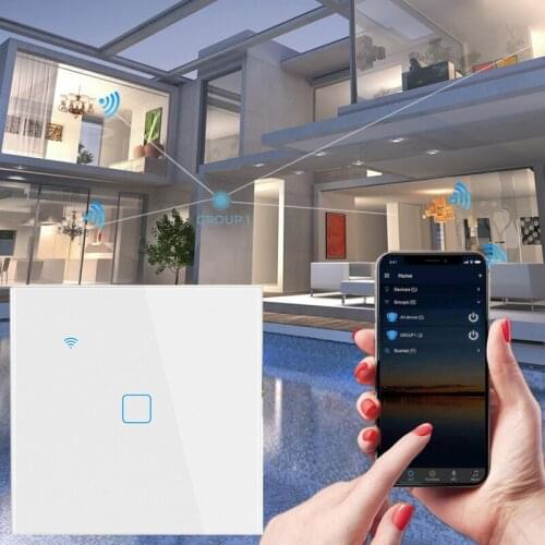 TUYA WiFi Touch Glass Wall Switch Light No Neutral Wire EU 1/2/3/4 Gang 100-240V Smart Life APP Timer Tuya Google Home Alexa