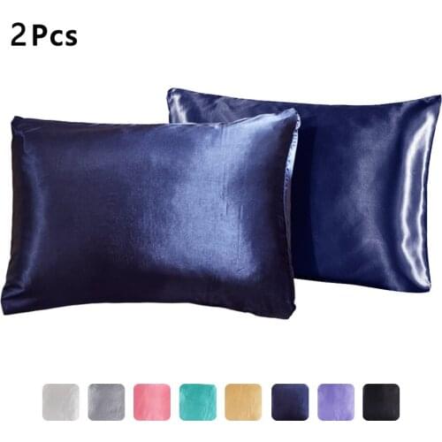 2 Pcs Queen Satin Pillowcase For Bed Silk Pillow Cover For Hair and Skin Nordic Cushion Cover For Sleeping