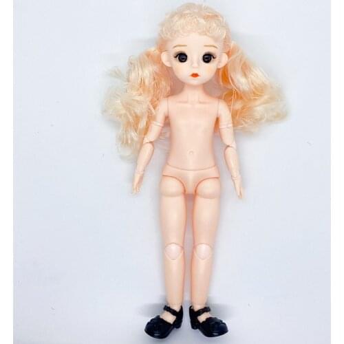 New 30cm BJD Doll 3D Eyes Fashion 1/6 Body Brown Yellow Hair Naked Baby 22 Joints Movable Play House Dress Up Girl Toy Best Gift