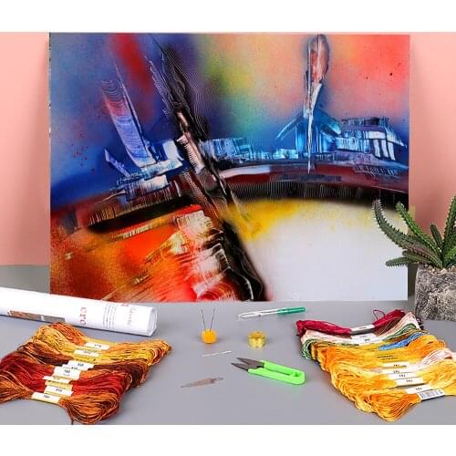 Landscape Winter Association Printed Fabric 11CT Cross Stitch Full Kit Embroidery DMC Threads Knitting Sewing Needle