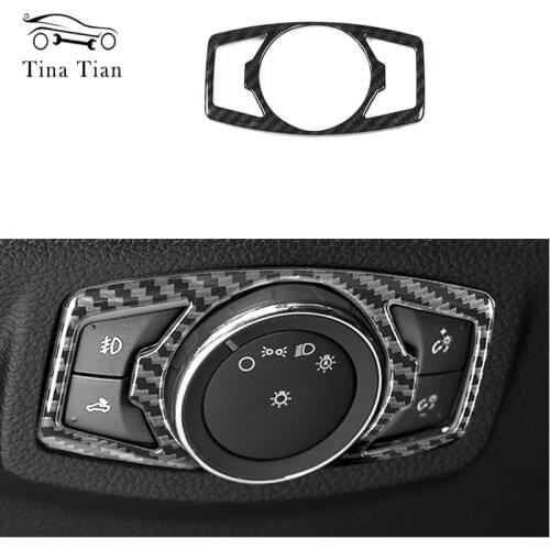 Fit for Ford F150 2017-2020 Raptor 2019 2018 Auto parts Carbon fiber color Front Headlight Overlay Switch Cover Frame Trim