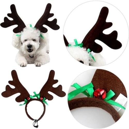 Christmas Pet Headband Deer Horn Hat Costume Dog Cat Cosplay Party Product Headwear Caps Hat For Dog Cats