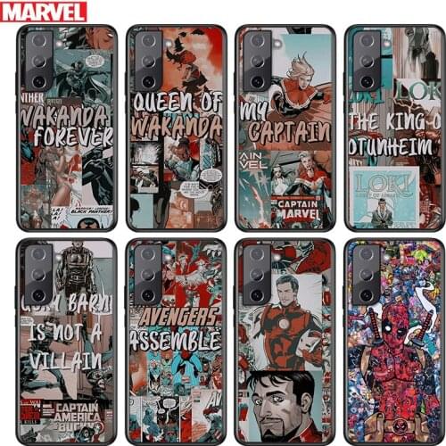 Marvel retro comic superhero For Samsung Galaxy S21 S20 FE S10e S10 S9 S8 S7 S6 Ultra Plus Lite 5G Edge Black Soft Phone Case