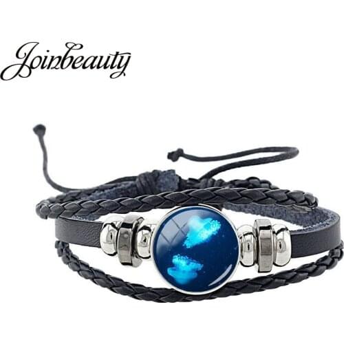 JOINBEAUTY Marine life Design Adjustable Punk Bangle Big Fish Pattern Glass Dome For Boy Girl Jewelry Fashion Bracelets OC23