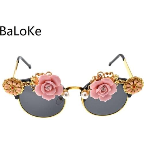 Fashion Baroque Retro Sunglasses Women Metal Wrap Eyeglass Cat Eye New Brand Designer Sun glasses Handmade High Quality