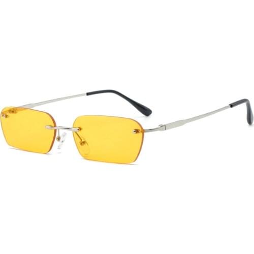 MINCL/ Square Frameless Sunglasses Women Models 2018 New Brand Glasses Fashion Men Men Hip Hop Yellow Sunglasses UV400 NX