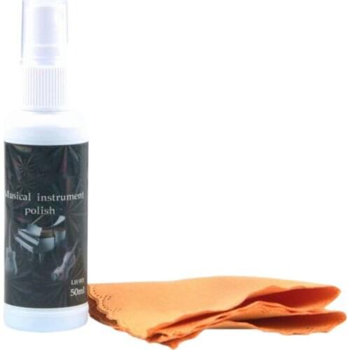50ml Guitar Bass Stringed Instrument String Maintenance Cleaner Polish Treated Spray with Cleaning Cloth