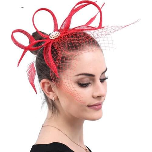 Bride Mysterious Veil American European Style Red Bow-knot Beading Flower Bridal Wedding Banquet Headdress Handmade Vintage Veil