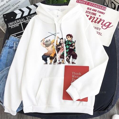 Agatsuma Zenitsu Demon Slayer Anime Patchwork Sweatsahirts Women Men Harajuku Kamado Tanjirou Print Winter Long Sleeve Hoodies