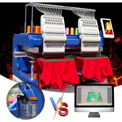 Best DAHAO system HOLiAUMA two heads omputerized embroidery machine high speed embroidery machine for cap/tshirt/flat and so on