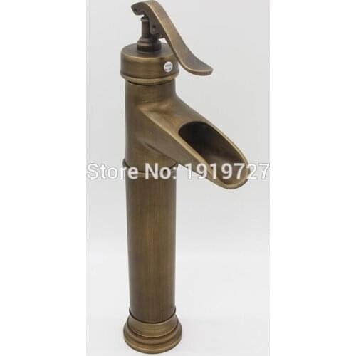 Vidric Antique Finish High Quality Waterfall Basin Mixer Taps Single Handle Rustic Lavatory Vessel Sink Faucet Bathroom Hardware