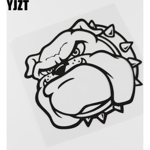 YJZT 15.2CMX14.3CM Funny Angry Dog Bulldog Pet Collar Vinyl Car Sticker Black /Silver 13C-0139