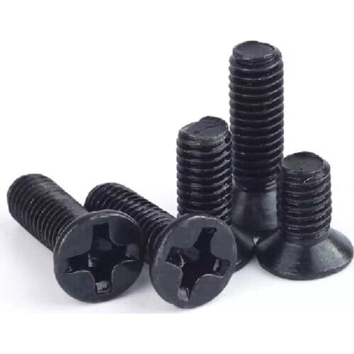 1000pcs/lot GB819 DIN965 M1.2 M1.4 M1.6 Black flat head cross mechanical screw KM