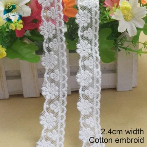 2.4cm white lace polyester embroidery lace french lace ribbon fabric guipure diy trims warp knitting sewing Accessories#3038