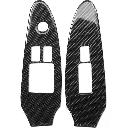 2pcs Carbon Fiber Window Lift Switch Button Panel Cover Frame Fit for Nissan 370Z Z34 2009‑2020RHD