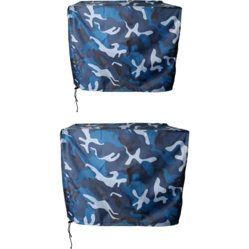 2 Pieces Boat Outboard Motor Engine Cover Ocean Camo Trailerable for 2 to 5 HP 2 to15 HP