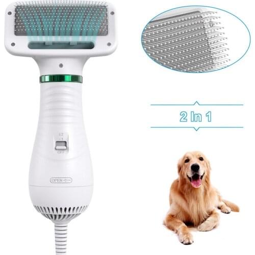 2-In-1 Pet Dog Hair Dryer Comb Grooming Blower with Adjustable Temperatures Settings for Small and Medium Cats Dog Low Noise