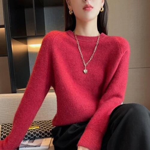 2021 woman winter 100% Cashmere sweaters knitted Pullovers jumper Warm Female O-neck blouse blue long sleeve clothing