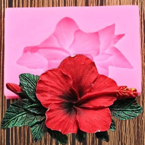 3D Hibiscus Rose Flower Silicone Molds Fondant Mould DIY Wedding Cake Decorating Tools Candy Clay Chocolate Gumpaste Moulds