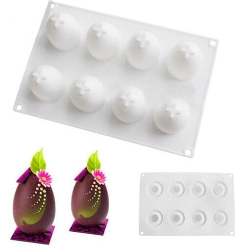 JX-LCLYL 8 Grid Silicone 3D Egg Shape Mould Chocolate Easter Eggs Truffle Mousse Mold New