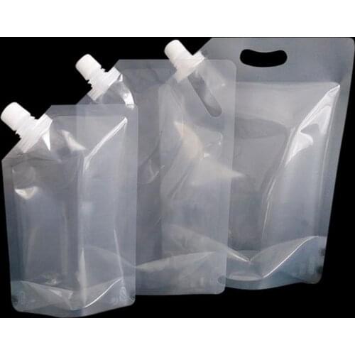 4Pcs Reusable 500g/1kg/2kg Transparent Spout Bag Liquid Storage Sealed Pouch