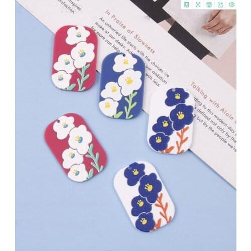 4pcs DIY Jewelry Making Resin Flower Square Charms Acrylic Pendant DIY Earring
