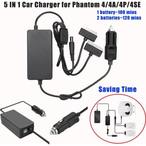 5 IN 1 Car Vehicle Charger Battery Remote Control Power Charger Outdoor Multi Charging Hub For DJI Phantom 4 4Pro 4Advance 4SE