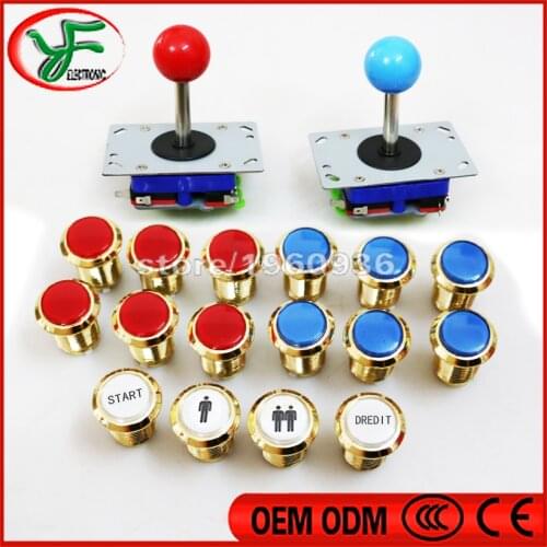 Arcade machien parts 1P /2P /CREDIT / STAR logo CHROME Gold led illuminated push button zippy joystick DIY jamma mame