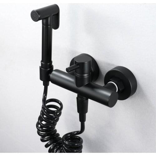 Bidets Bathroom Hand Shower Bidet Toilet Black Brass Toilet Shower Woll Mount Bathroom Bidet Sprayer Faucet HY-001