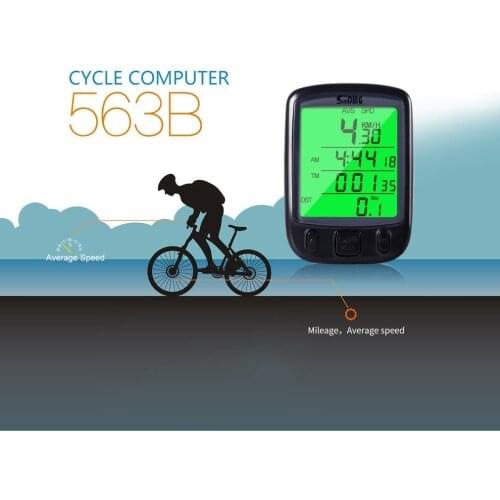 Digital Counter SD 563B Timer Switch Waterproof LCD Display Cycling Bicycle Computer Odometer Speedometer with Green Backlight