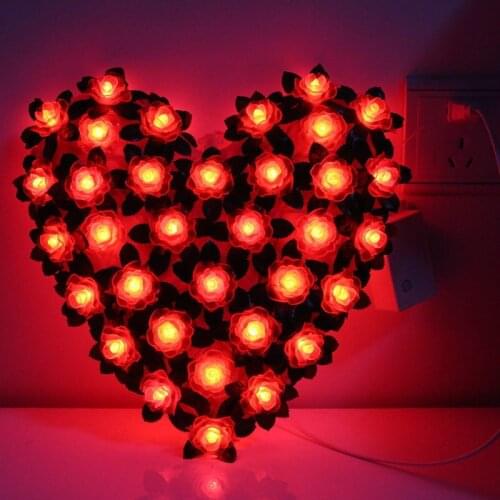 Rose Heart-shaped Decorative Light String Wedding LED Holiday Lantern Garland Atmosphere Fairy Light Valentines Day Gift