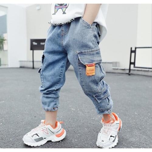 Boys jeans spring&autumn new childrens pants childrens overalls boys boy casual jeans children kids tide pants For 2-8 years