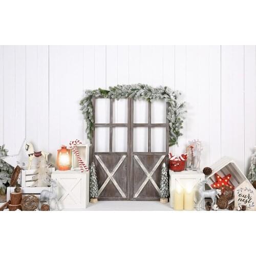 HUAYI Photography Backdrop Christmas Decorations Door Xmas Family Holiday Photo Background Studio Customize Photocalls W-4374