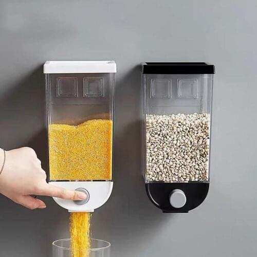 1L/1.5L Sealed Rice Storage Box Wall Mounted Cereal Grain Container Dry Food Dispenser Grain Storage Jar Kitchen Storage Tools