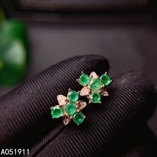 KJJEAXCMY fine jewelry natural Emerald 925 sterling silver women gemstone earrings new Ear Studs support test beautiful