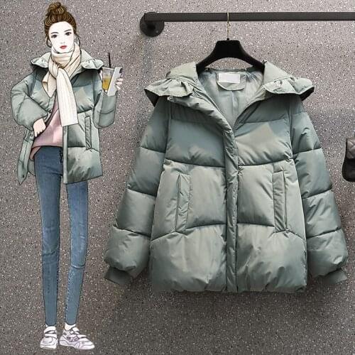 Korean Warm Down Padded Jacket Women New Winter Hooded Jackets Female Short Outerwear Fashion Oversize Loose Parka Overcoat Lady