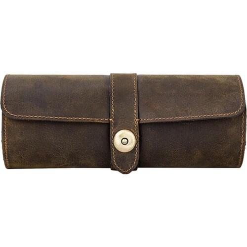 Watch Storage Box Round Buckle Design PU Waterproof Dustproof Anti Falling Large Capacity Easy to Carry Jewelry Box A66