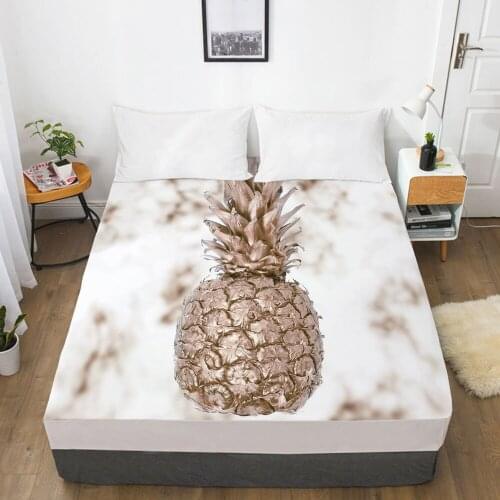 Mattress Cover Fitted Sheet With Elastic Band Bed Sheets Bedding Linen Queen King Size Bedsheet 90/160X200CM Marble Pineapple