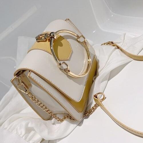 Fashion Chain women Shoulder Messenger bag Elegant Female Metal Ring ladies hand bag 2020 New PU Leather Designer female Handbag