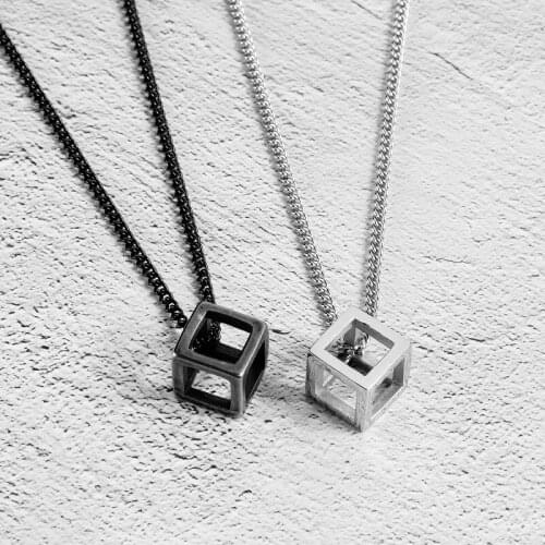 Fashion Hollow Cubic Pendant Necklaces For Women Jewelry Silver Color Men Necklaces Pendants Black Color Pendants For Unisex