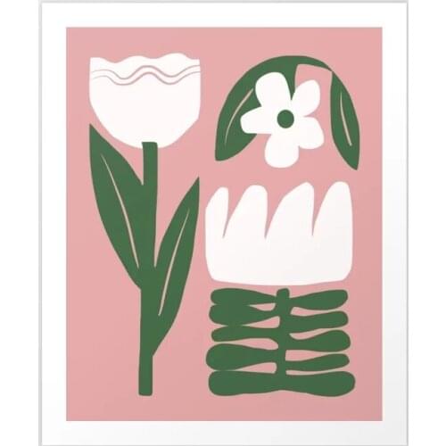 Wall Art HD Prints Home Cartoon Green Leaf Decor Poster Flowers Pictures Canvas Cute Paintings For Living Room No Frame Artwork