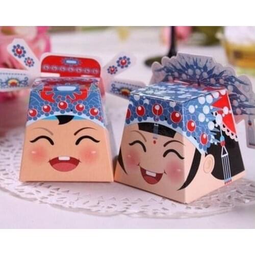 Wholesale 3D Chinese wedding Beijing opera Bride and Groom Wedding Favor Boxes gift box candy box 1000pcs/lot