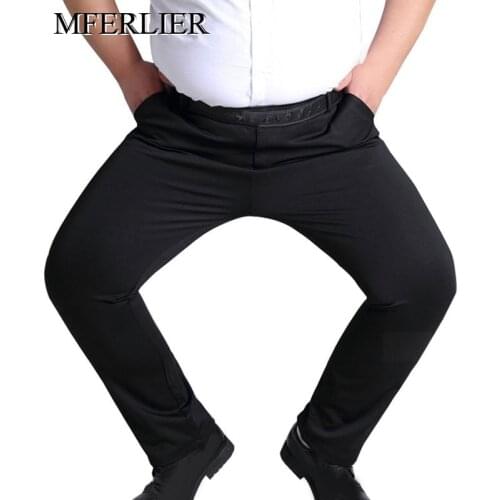 Autumn Winter fleece men pants Plus size 5XL 6XL 7XL 8XL waist 135cm warm business Plus size men pants