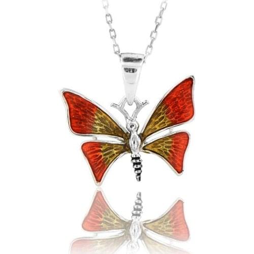 Butterfly Necklace 925 Sterling Silver Colorful Nature Charm Bridesmade Nature Lover Gift