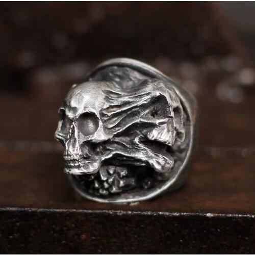 2020New Punk rock Motor Biker Engine Ring 316L Stainless Steel Mens Women Fashion Biker Double Skull Engine Biker Ring OSR455