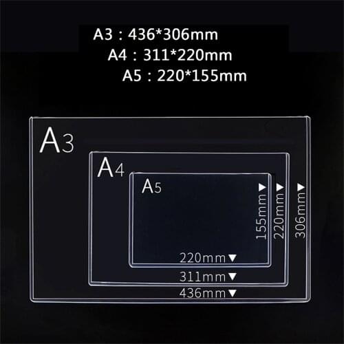 Data Bag File Protection Sleeve Clip A5/A4/A3 Hard Rubber Transparent Plastic Card Bag Presentation Folder