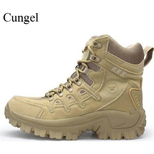Cungel Outdoor Army Tactical boots Men Trekking Hiking shoes Anti-skid Military desert combat boots Mountain climbing shoes