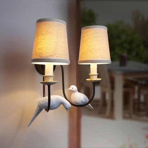 Bird lamp wall lamp sitting room corridors aisle wall lamp Nordic cloth art wall lamp of bedroom the head of a bed