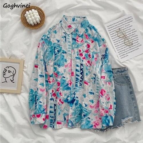 Shirts Women Colored Retro Tie Dye Fall Shirt Womens Designer All-match Loose Leisure Chic Fashion Ulzzang Ins Tops Ladies Daily